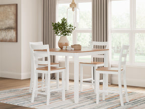 Gesthaven Natural/White Counter Height Dining Table and 4 Barstools by Ashley at Eve Furniture