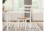 Gesthaven Natural/White Dining Table and 2 Chairs by Ashley at Eve Furniture