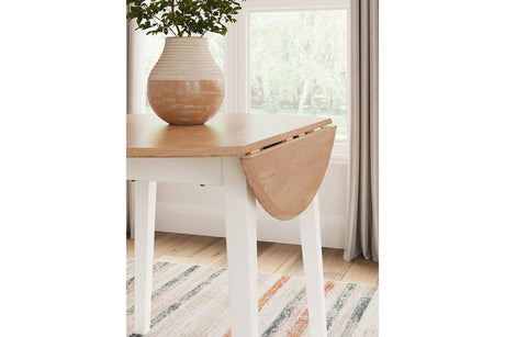 Gesthaven Natural/White Dining Table and 2 Chairs by Ashley at Eve Furniture