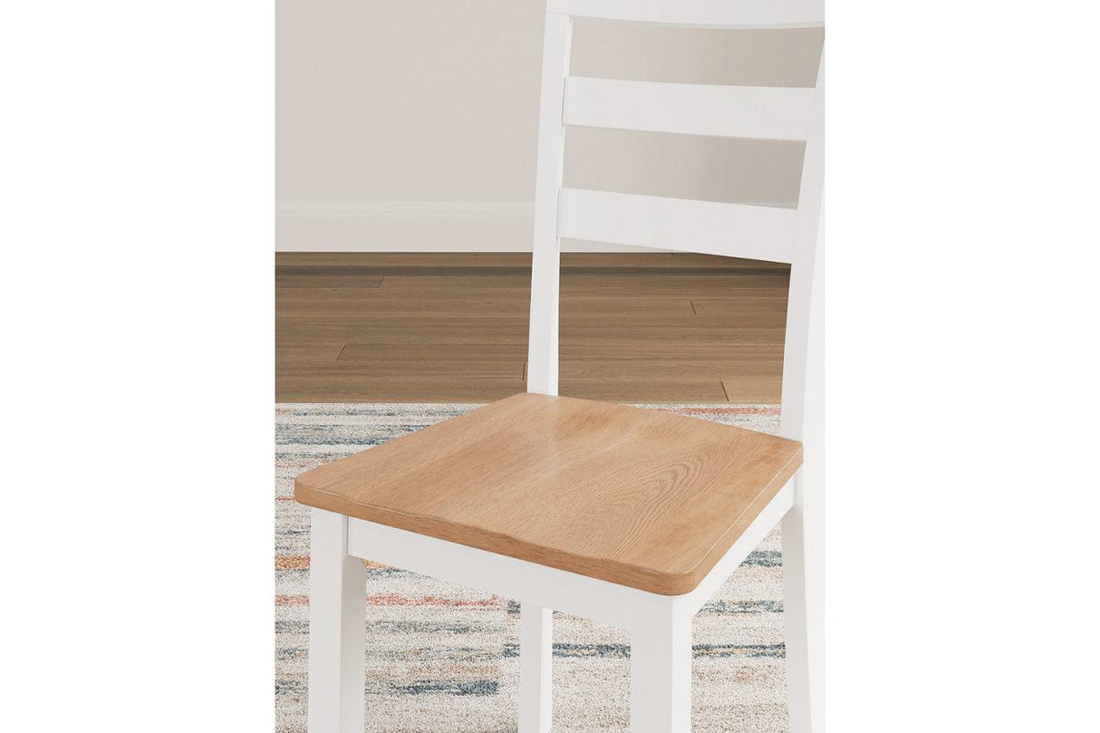 Gesthaven Natural/White Dining Table and 2 Chairs by Ashley at Eve Furniture