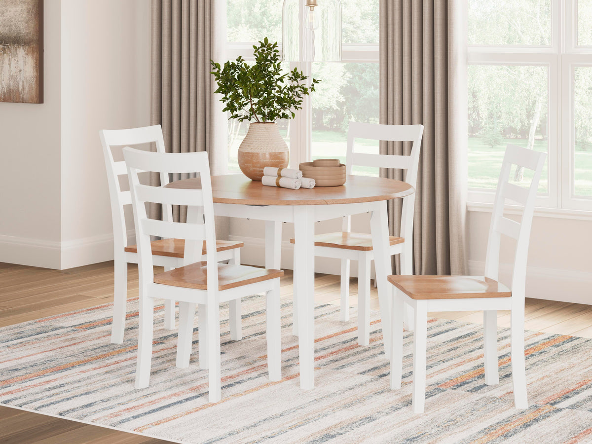 Gesthaven Natural/White Dining Table and 2 Chairs by Ashley at Eve Furniture