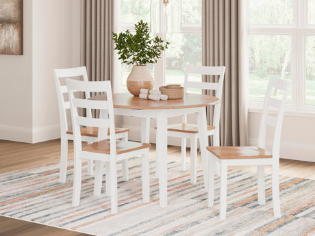 Gesthaven Natural/White Dining Table and 2 Chairs by Ashley at Eve Furniture