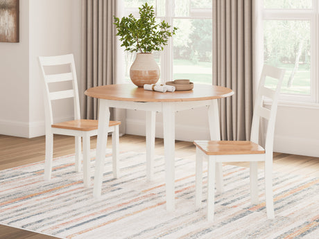 Gesthaven Natural/White Dining Table and 2 Chairs by Ashley at Eve Furniture