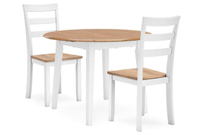 Gesthaven Natural/White Dining Table and 2 Chairs by Ashley at Eve Furniture