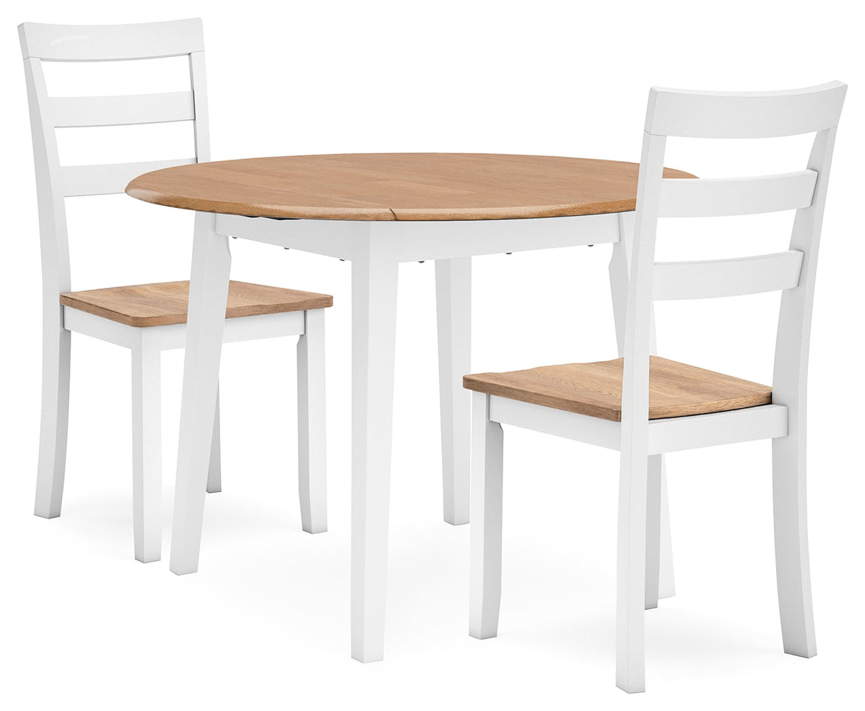 Gesthaven Natural/White Dining Table and 2 Chairs by Ashley at Eve Furniture