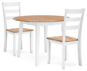 Gesthaven Natural/White Dining Table and 2 Chairs by Ashley at Eve Furniture