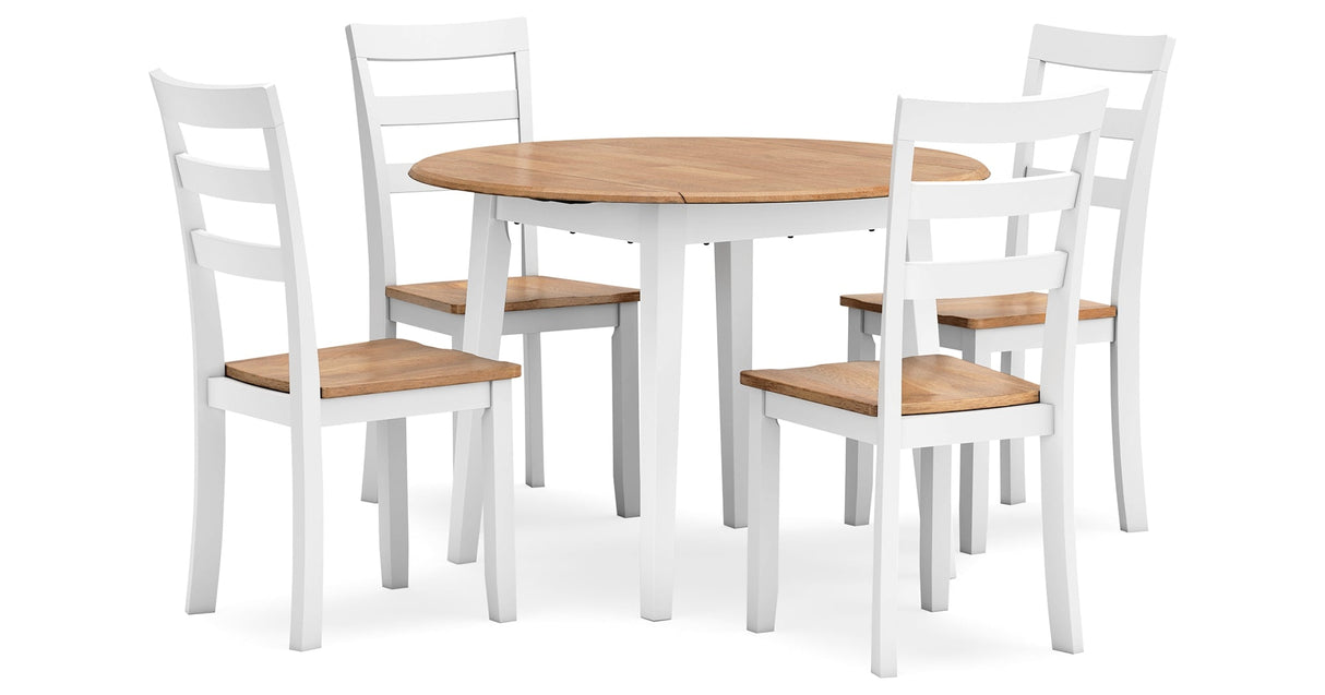 Gesthaven Natural/White Dining Table and 4 Chairs by Ashley at Eve Furniture