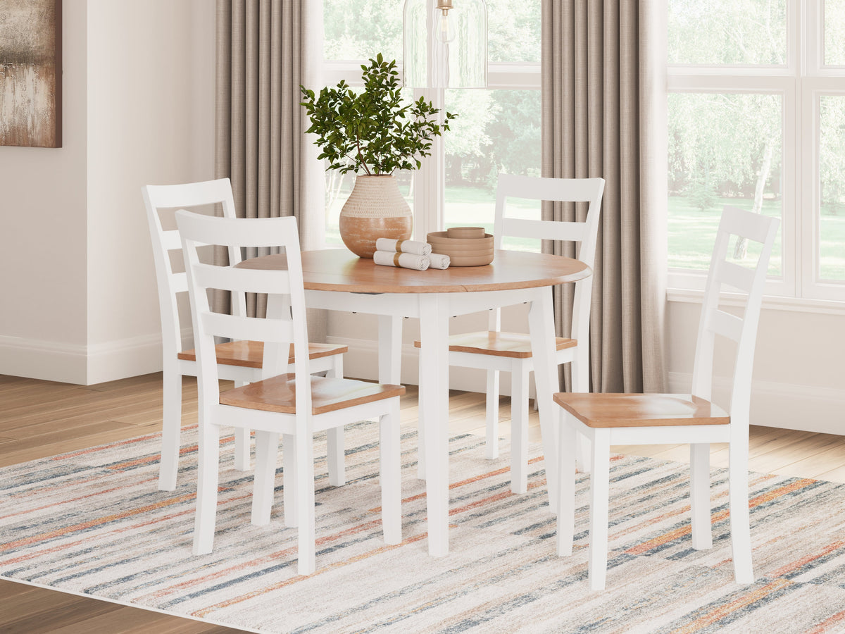 Gesthaven Natural/White Dining Table and 4 Chairs by Ashley at Eve Furniture
