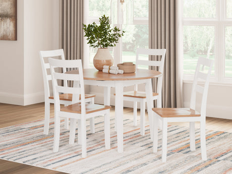 Gesthaven Natural/White Dining Table and 4 Chairs by Ashley at Eve Furniture