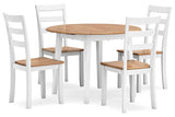 Gesthaven Natural/White Dining Table and 4 Chairs by Ashley at Eve Furniture