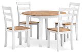 Gesthaven Natural/White Dining Table and 4 Chairs by Ashley at Eve Furniture