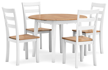 Gesthaven Natural/White Dining Table and 4 Chairs by Ashley at Eve Furniture