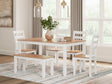 Gesthaven Natural/White Dining Table with 4 Chairs and Bench by Ashley at Eve Furniture