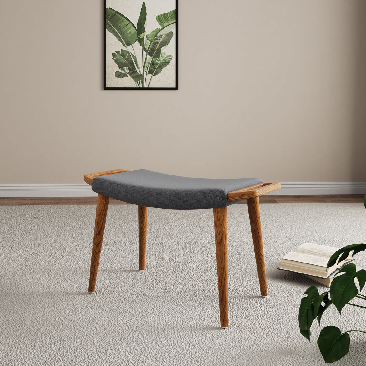 Geta Ottoman in Charcoal and Antique Walnut by Manhattan Comfort at Eve Furniture
