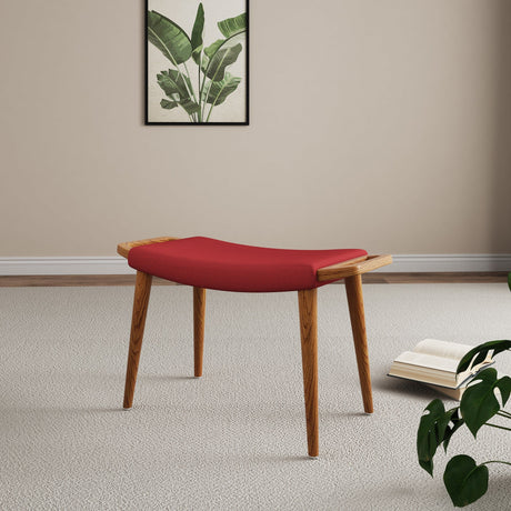 Geta Ottoman in Red and Antique Walnut by Manhattan Comfort at Eve Furniture