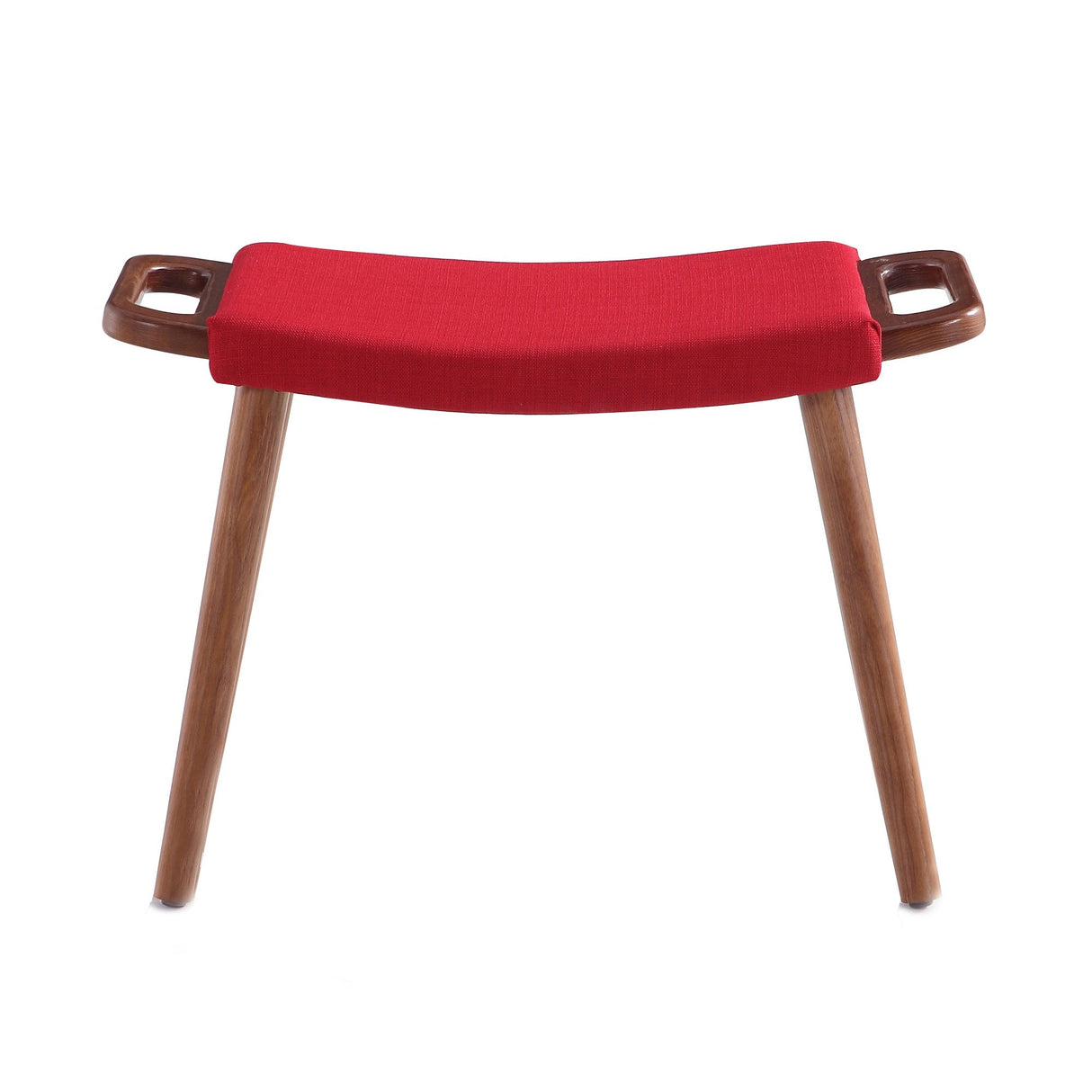 Geta Ottoman in Red and Antique Walnut by Manhattan Comfort at Eve Furniture