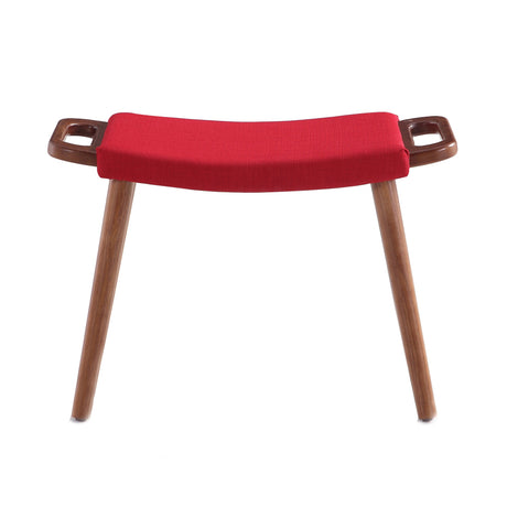 Geta Ottoman in Red and Antique Walnut by Manhattan Comfort at Eve Furniture