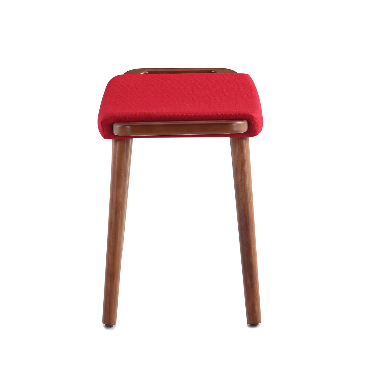 Geta Ottoman in Red and Antique Walnut by Manhattan Comfort at Eve Furniture