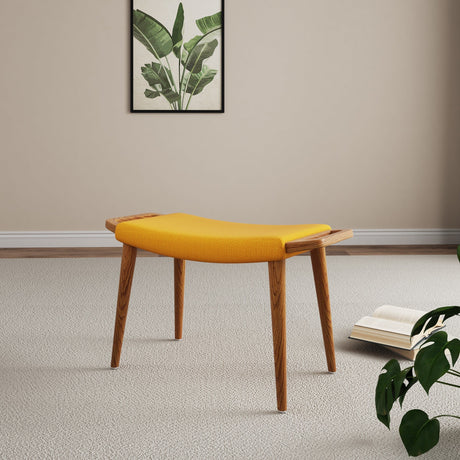 Geta Ottoman in Yellow and Antique Walnut by Manhattan Comfort at Eve Furniture