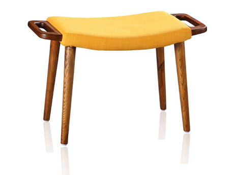 Geta Ottoman in Yellow and Antique Walnut by Manhattan Comfort at Eve Furniture