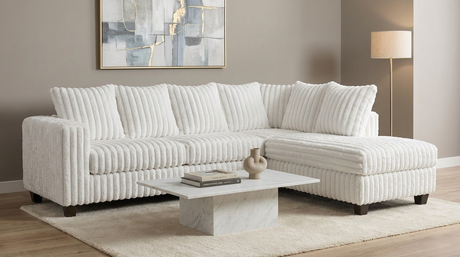 Gia Eggshell White Right Arm Facing (RAF) Sectional by New Era Innovations at Eve Furniture