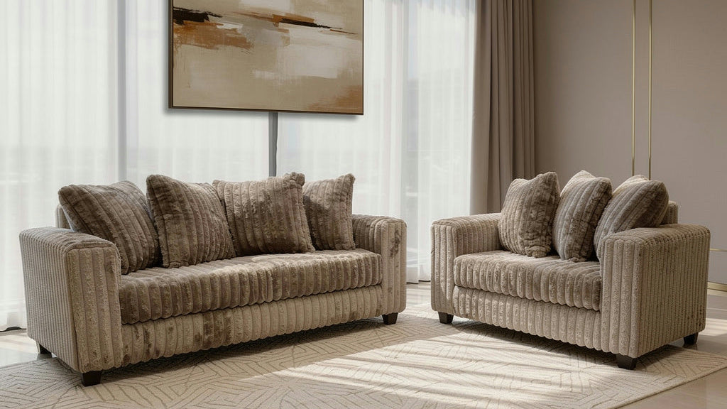Gia Mocha Sofa & Loveseat by New Era Innovations at Eve Furniture