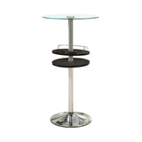 Gianella Black/Chrome Glass Top Bar Table with Wine Storage