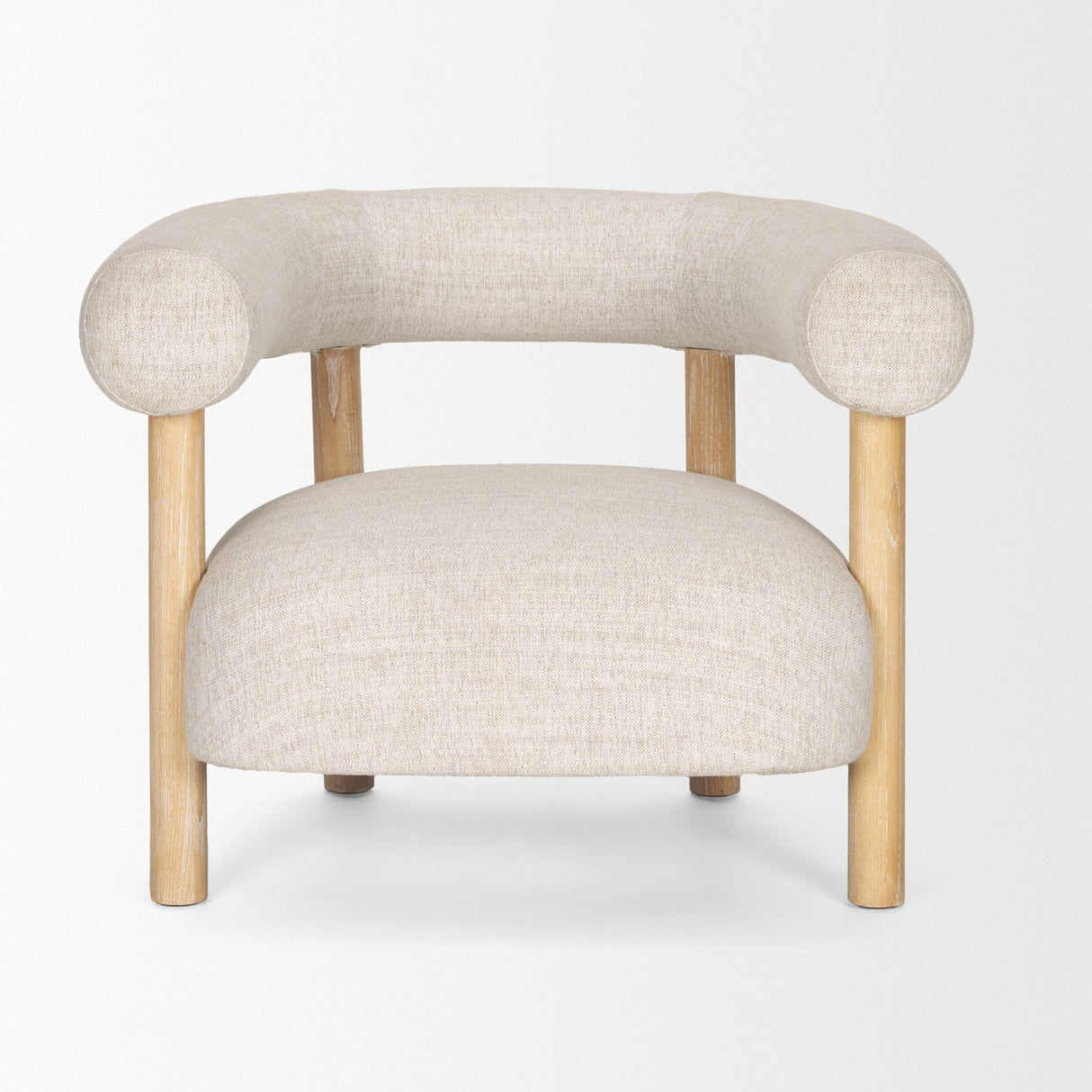Gianna Open Back Light Brown Wood w/ Oatmeal Fabric Accent Chair by Mercana at Eve Furniture