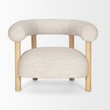 Gianna Open Back Light Brown Wood w/ Oatmeal Fabric Accent Chair by Mercana at Eve Furniture