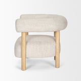 Gianna Open Back Light Brown Wood w/ Oatmeal Fabric Accent Chair by Mercana at Eve Furniture