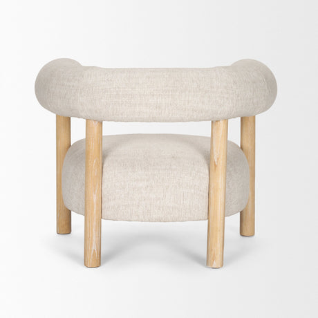Gianna Open Back Light Brown Wood w/ Oatmeal Fabric Accent Chair by Mercana at Eve Furniture