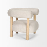 Gianna Open Back Light Brown Wood w/ Oatmeal Fabric Accent Chair by Mercana at Eve Furniture
