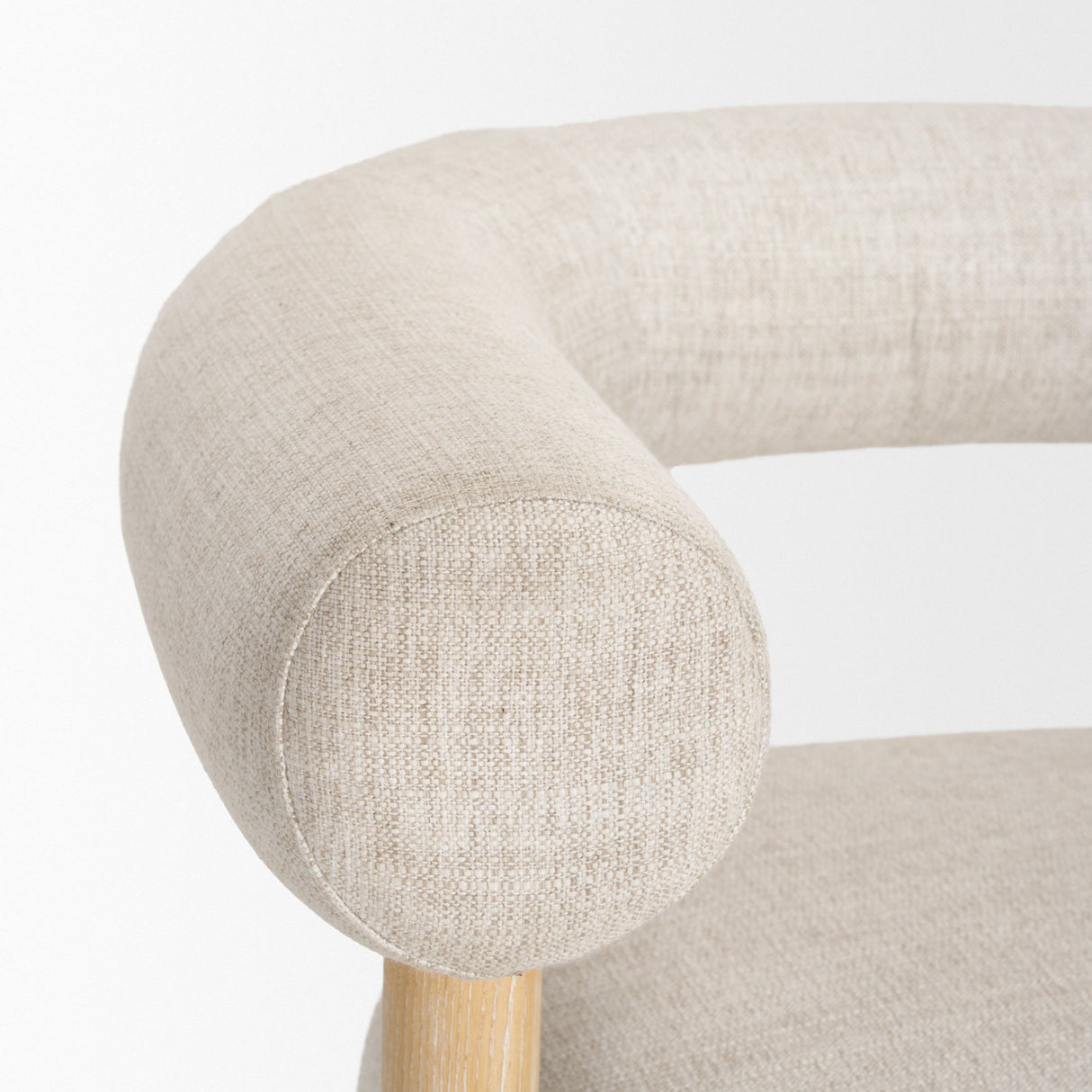 Gianna Open Back Light Brown Wood w/ Oatmeal Fabric Accent Chair by Mercana at Eve Furniture