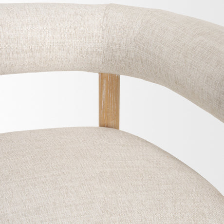 Gianna Open Back Light Brown Wood w/ Oatmeal Fabric Accent Chair by Mercana at Eve Furniture