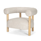 Gianna Open Back Light Brown Wood w/ Oatmeal Fabric Accent Chair by Mercana at Eve Furniture