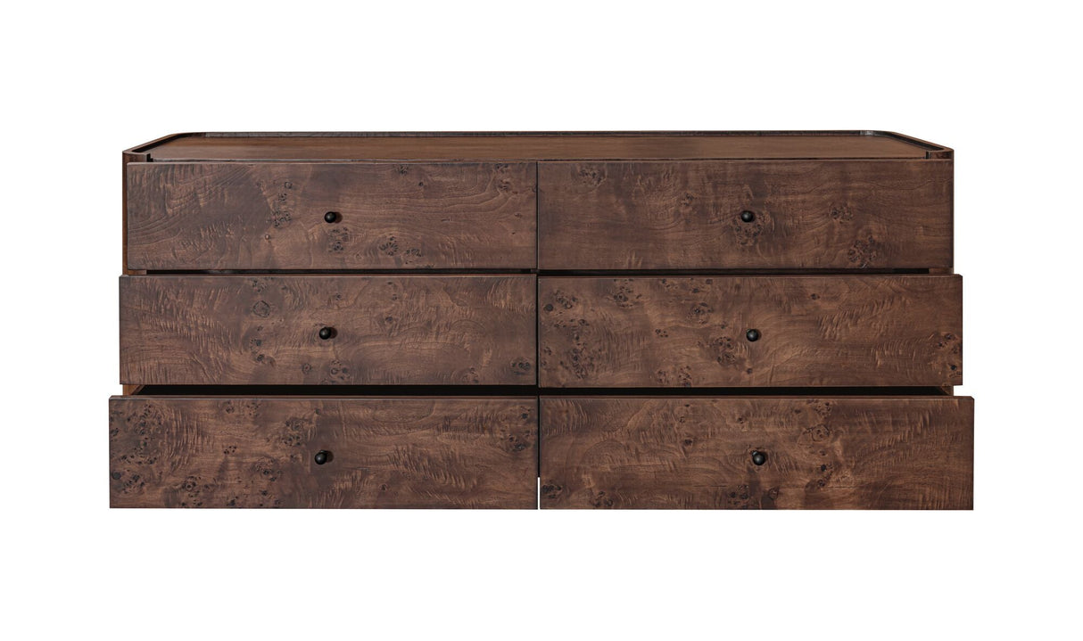 Gibson 6 Drawer Dresser Dark Brown by Moe's Home at Eve Furniture