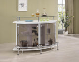 Gideon Crescent Shaped Glass Top Bar Unit with Drawer