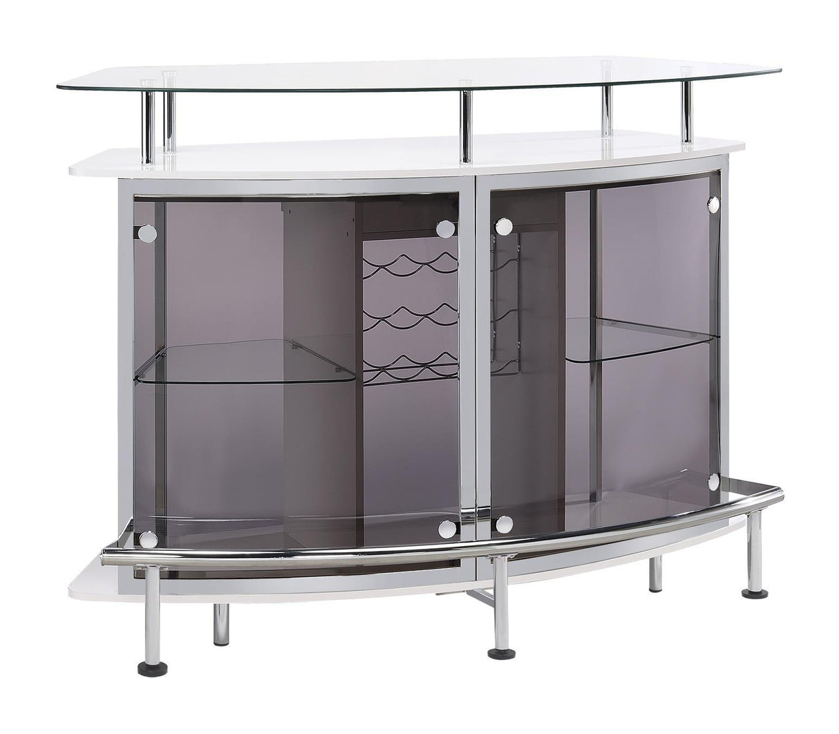 Gideon Crescent Shaped Glass Top Bar Unit with Drawer by Coaster at Eve Furniture