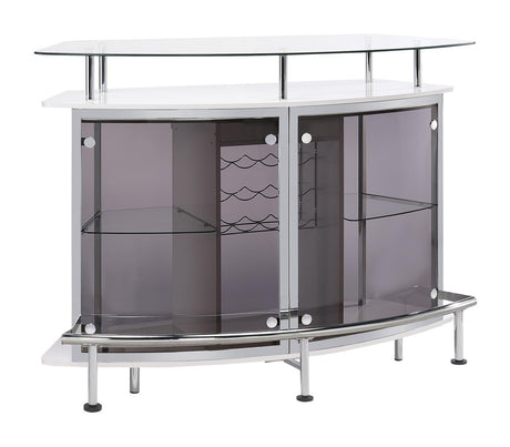 Gideon Crescent Shaped Glass Top Bar Unit with Drawer by Coaster at Eve Furniture