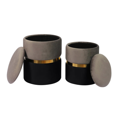 Gigi Grey Storage Ottomans - Set of 2 by TOV Furniture at Eve Furniture