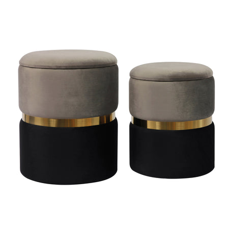 Gigi Grey Storage Ottomans - Set of 2 by TOV Furniture at Eve Furniture