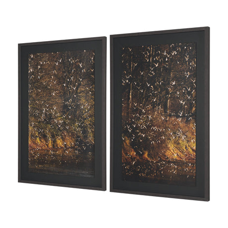 Gilded Flight by Chad Mackay Textured Framed Photo Print Matted under Glass (Set of 2) by Mercana at Eve Furniture