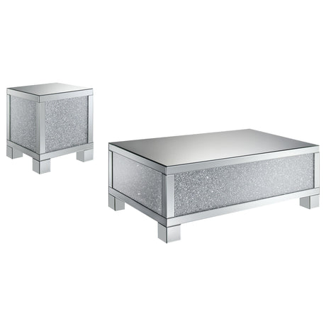 Gillian Silver 2-Piece Mirrored Coffee and End Table Set by Coaster at Eve Furniture