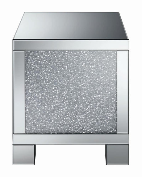 Gillian Silver/Clear Mirror Square End Table by Coaster at Eve Furniture
