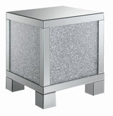 Gillian Silver/Clear Mirror Square End Table by Coaster at Eve Furniture