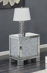 Gillian Silver/Clear Mirror Square End Table by Coaster at Eve Furniture