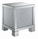 Gillian Square End Table Silver/Clear Mirror