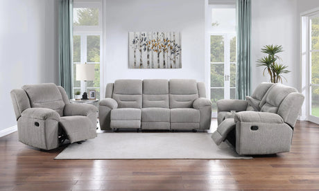 Gilson Gray Chenille Glider Recliner Chair by Coaster at Eve Furniture