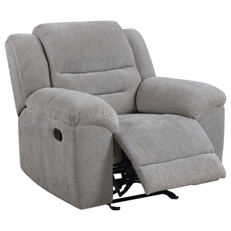 Gilson Gray Chenille Glider Recliner Chair by Coaster at Eve Furniture