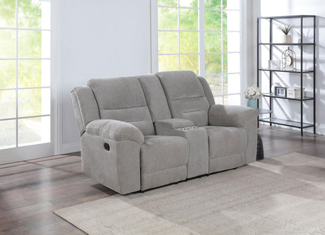 Gilson Gray Chenille Reclining Loveseat by Coaster at Eve Furniture